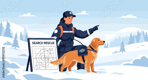 A Search and Rescue Team Working Together in a Snowy, Remote Wilderness