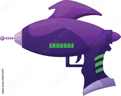 Purple cartoon blaster, fantasy combat weapon, children's toy.