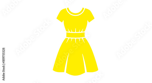Chic yellow dress icon for fashion design projects and stylish apparel concepts, originally vector graphics