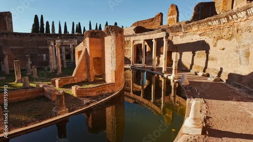 The Maritime Theater at Hadrian's Villa, or Villa Adriana, in Tivoli, Rome, Italy, built around AD 120 by Roman emperor Hadrian