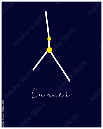 Astrological Cancer horoscope sign, astronomy constellation. Simple symbol.