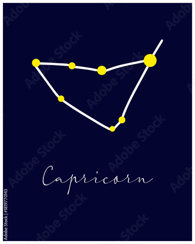 Astrological Capricorn horoscope sign, astronomy constellation. Simple symbol.