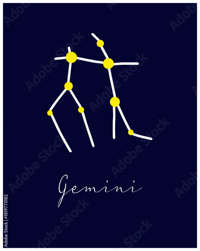Astrological Gemini horoscope sign, astronomy constellation. Simple symbol.