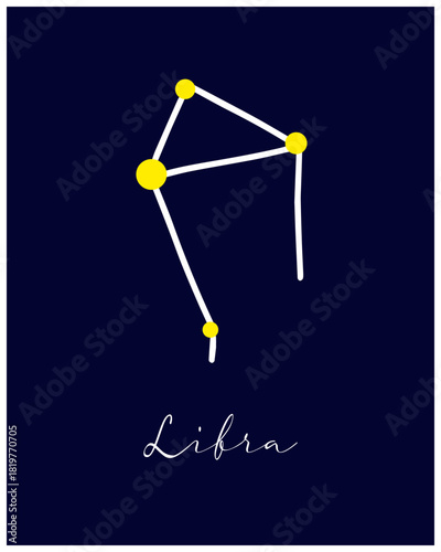 Astrological Libra horoscope sign, astronomy constellation. Simple symbol.