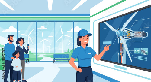 Educational tour of wind energy with family learning sustainable practices