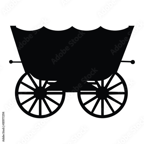 Antique wooden wagon silhouette classic western design element