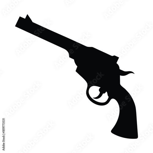 Classic western revolver silhouette with star engraving
