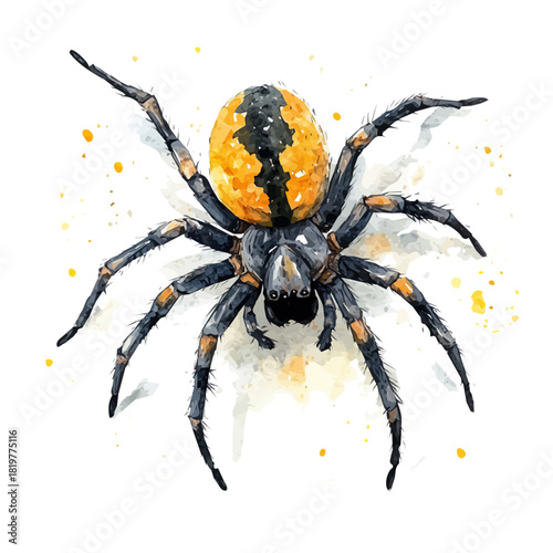 Simple Hand-painted watercolor style, vectorized, painting style, vector set available in EPS,
Watercolor_style_painting_of_a_spider_on_a_white