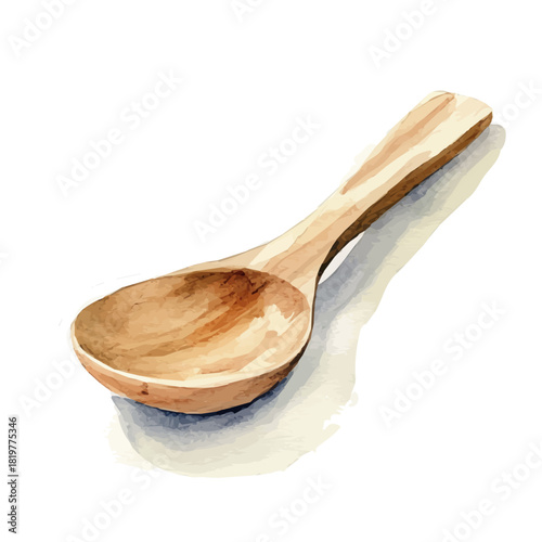 wooden_spoon_rest_Hand-painted watercolor style, vectorized, vector set available in EPS