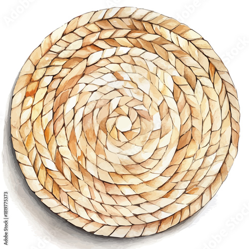 painting_of_a_woven_placemat_Hand-painted watercolor style, vectorized, vector set available in EPS, simple design