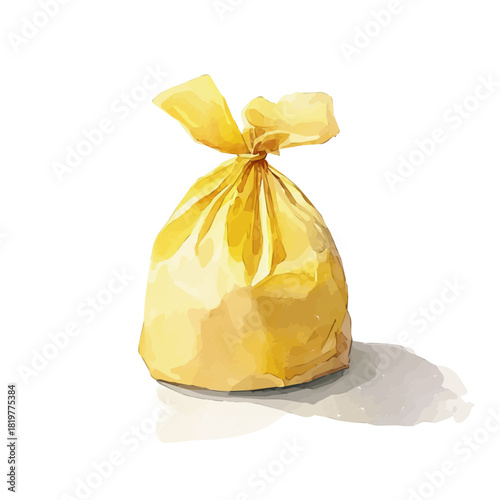 a_yellow_seed_bag_Hand-painted watercolor style, vectorized, vector set available in EPS, design