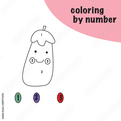 Coloring eggplant by number for kids