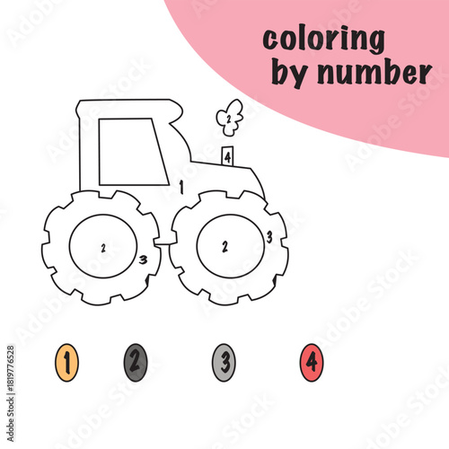 Coloring tractor by number 