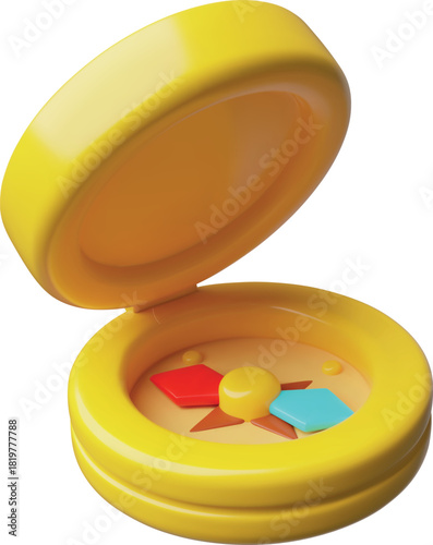 3D compass plastic style vector icon, cartoon camping and travel equipment, orientation navigation compass magnetic tool
