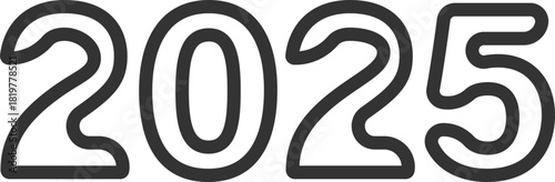 Outline Numbers 2025 With Thick Strokes year