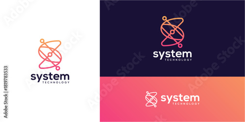 Letter S digital connection logo design ideas. Vector of technology network system icons symbols.