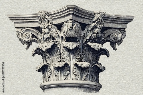 Antique style column sketch detail high resolution picture