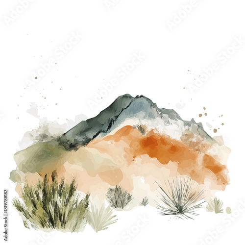 Beautiful desert painting design set Hand-painted style, vectorized, vector set available in EPS, Simple Hand-painted watercolor style