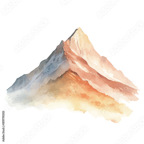 Watercolor_style_painting_of_a_hand_painted_brown_mountain_on_a_white_Hand-painted style, vectorized, vector set available in EPS format design