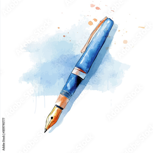 Blue pen painting design set Hand-painted style, vectorized, vector set available in EPS, Simple Hand-painted watercolor style