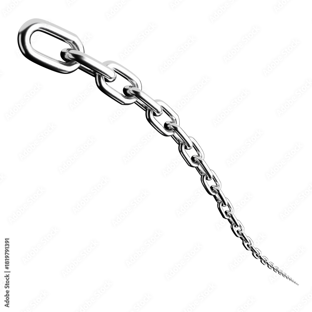 Fototapeta premium Simple Curved Steel Chain Strand Isolated