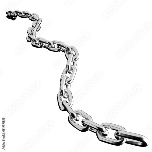 Twisting Metal Chain Snake Shape with Depth of Field