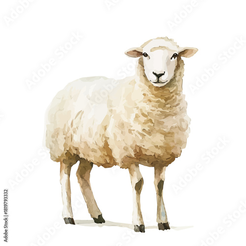 Beautiful sheep painting design set Hand-painted style, vectorized, vector set available in EPS, Simple Hand-painted watercolor style