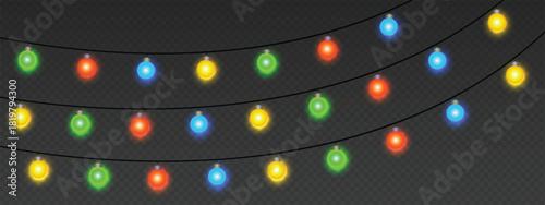 Colorful bulb garlands drape across a dim patio soft glows and party bokeh create a joyful evening mood