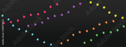 Wavy strands of tiny colored bulbs playful rhythm of light across a dark backdrop