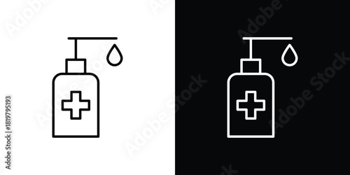 Hand sanitizer icons vector.Editable stroke.linear style sign