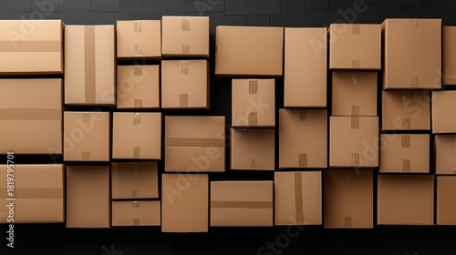 Many cardboard boxes stacked together in a warehouse ready for shipment