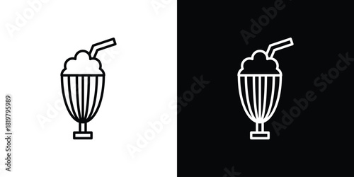 Milkshake icons vector.Editable stroke.linear style sign