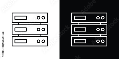 Server icons vector.Editable stroke.linear style sign