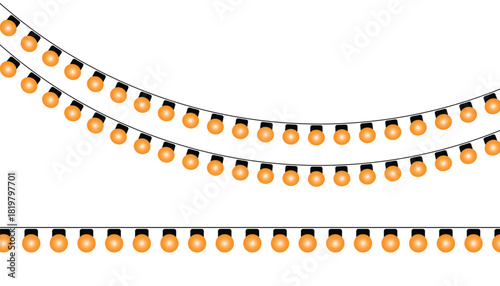 Glowing string lights illustration for festive party decoration, holiday celebration, and event ambiance.