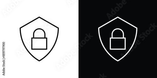 Shield lock icons vector.Editable stroke.linear style sign