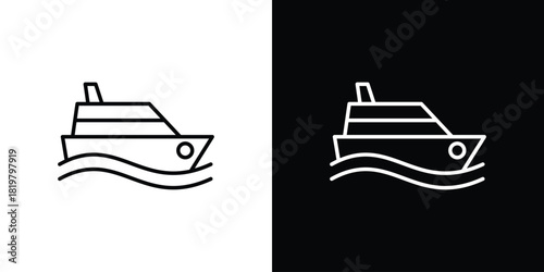Ship icons vector.Editable stroke.linear style sign