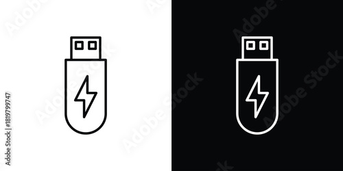 USB icons vector.Editable stroke.linear style sign