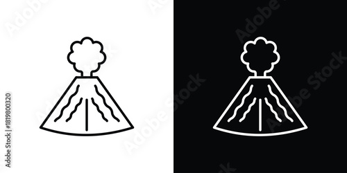 Volcano icons vector.Editable stroke.linear style sign