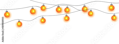 Soft orange bulbs on gently swaying wires warm holiday lighting with motion feel