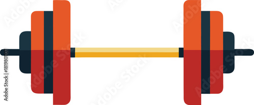 Flat barbell icon isolated on a teal background, clean design.