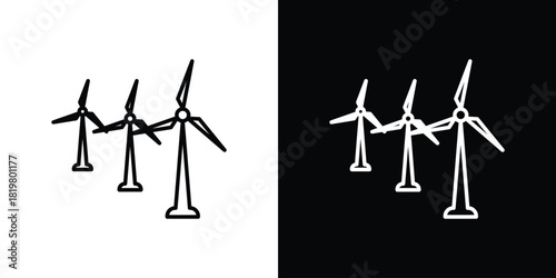 Wind turbine icons vector.Editable stroke.linear style sign