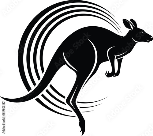 Kangaroo silhouette vector illustration jumping australia wildlife animal eps