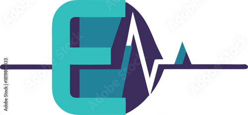 Abstract ekg pulse and electrical plug fusion on teal background 60