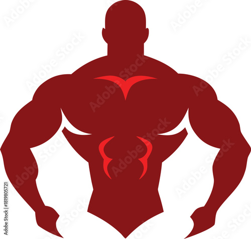 Silhouette of a muscular bodybuilder flexing with defined abs