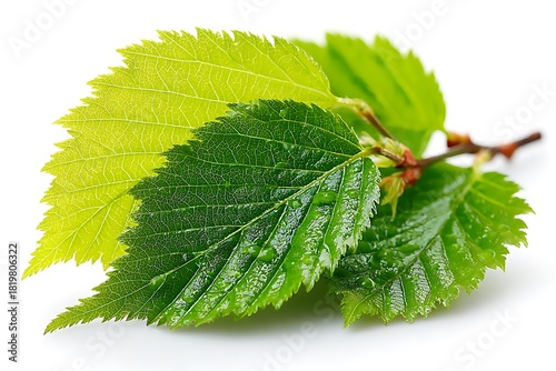 Dew covered green leaves in sunlight high resolution picture