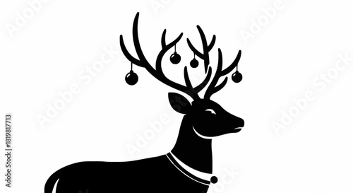 Christmas deer silhouette vector illustration