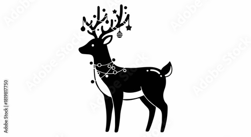 Christmas deer silhouette vector illustration