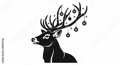 Christmas deer silhouette vector illustration