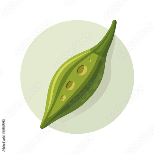 Attractive Minimalist illustration, A clipart flat 2D icon, minimal design, simple illustration with EPS format design of a okra pod isolated on white and transparent background