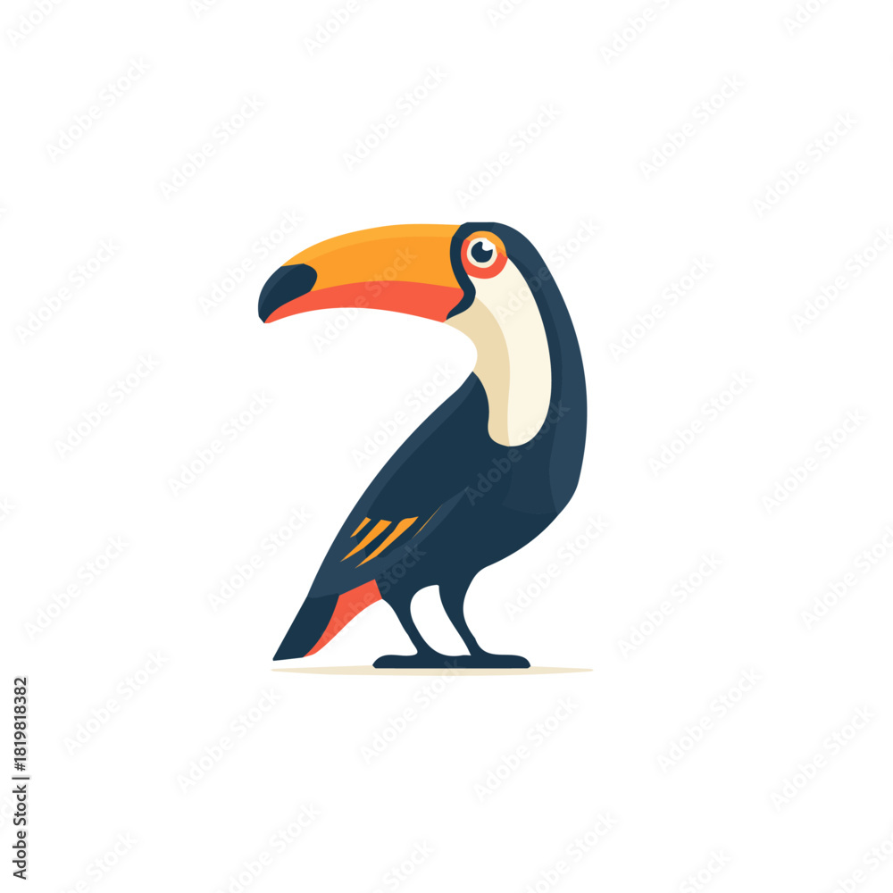 Obraz premium Attractive Minimalist illustration, A clipart flat 2D icon, simple illustration with EPS format design of a toucan isolated on white and transparent background
